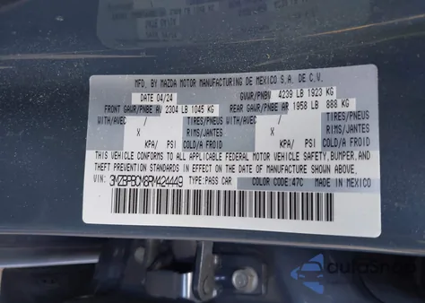 2024 Mazda Mazda3 2.5 S Carbon Edition из США, поврежденный, VIN 3MZBPBCM8RM424449